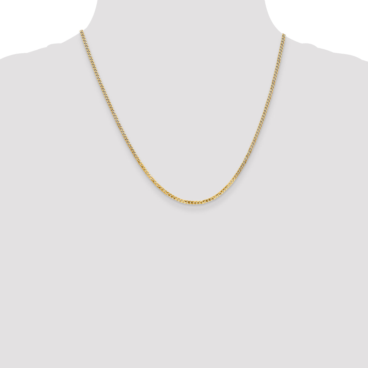 Gold (10K & 14K) Flat Beveled Curb Chain - 10k Yellow Gold / 20 in / 2.2 mm