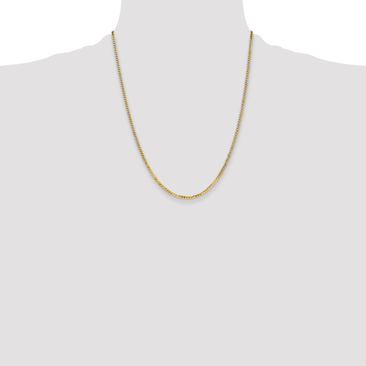 Gold (10K & 14K) Flat Beveled Curb Chain - 10k Yellow Gold / 22 in / 2.2 mm