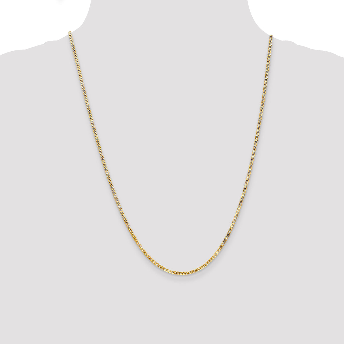 Gold (10K & 14K) Flat Beveled Curb Chain - 10k Yellow Gold / 24 in / 2.2 mm