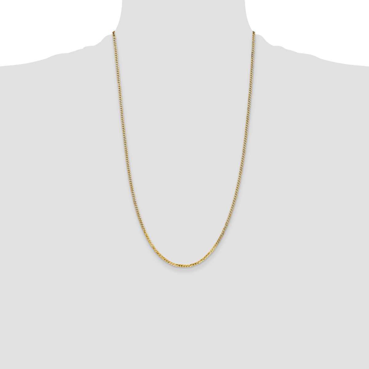 Gold (10K & 14K) Flat Beveled Curb Chain - 10k Yellow Gold / 26 in / 2.2 mm