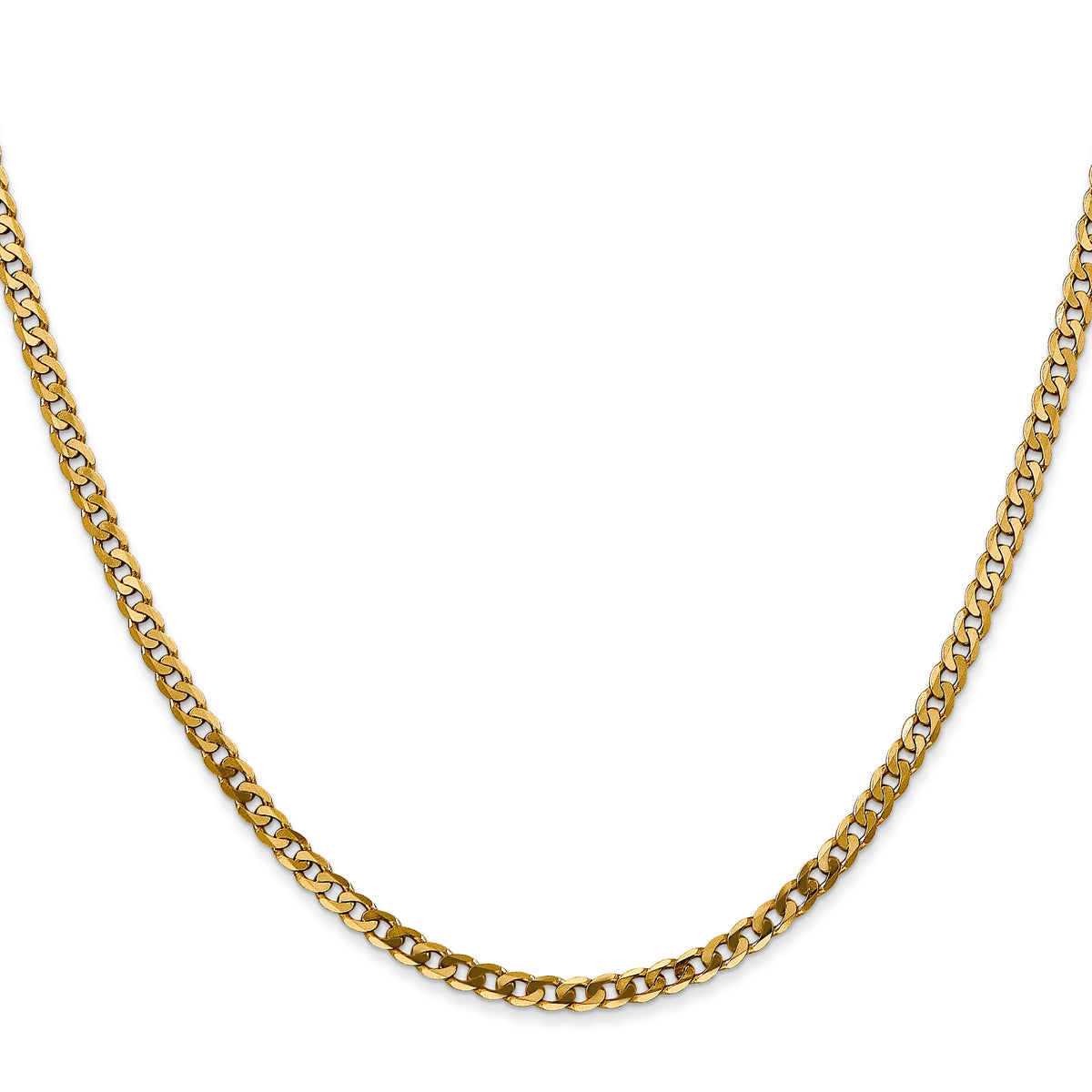 Gold (10K & 14K) Flat Beveled Curb Chain - 10k Yellow Gold / 16 in / 2.9 mm