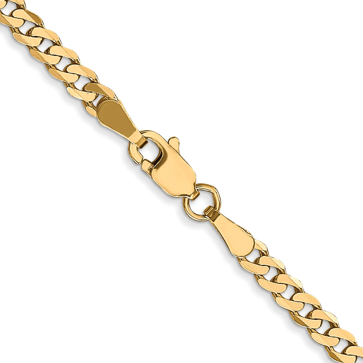 Gold (10K & 14K) Flat Beveled Curb Chain - 10k Yellow Gold / 16 in / 2.9 mm