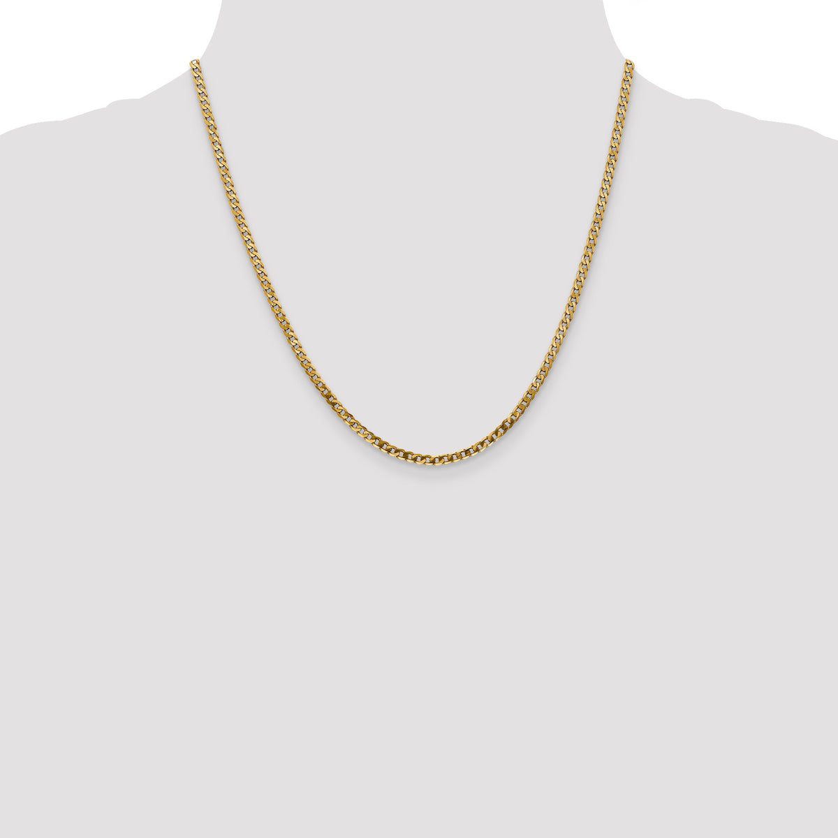 Gold (10K & 14K) Flat Beveled Curb Chain - 10k Yellow Gold / 20 in / 2.9 mm