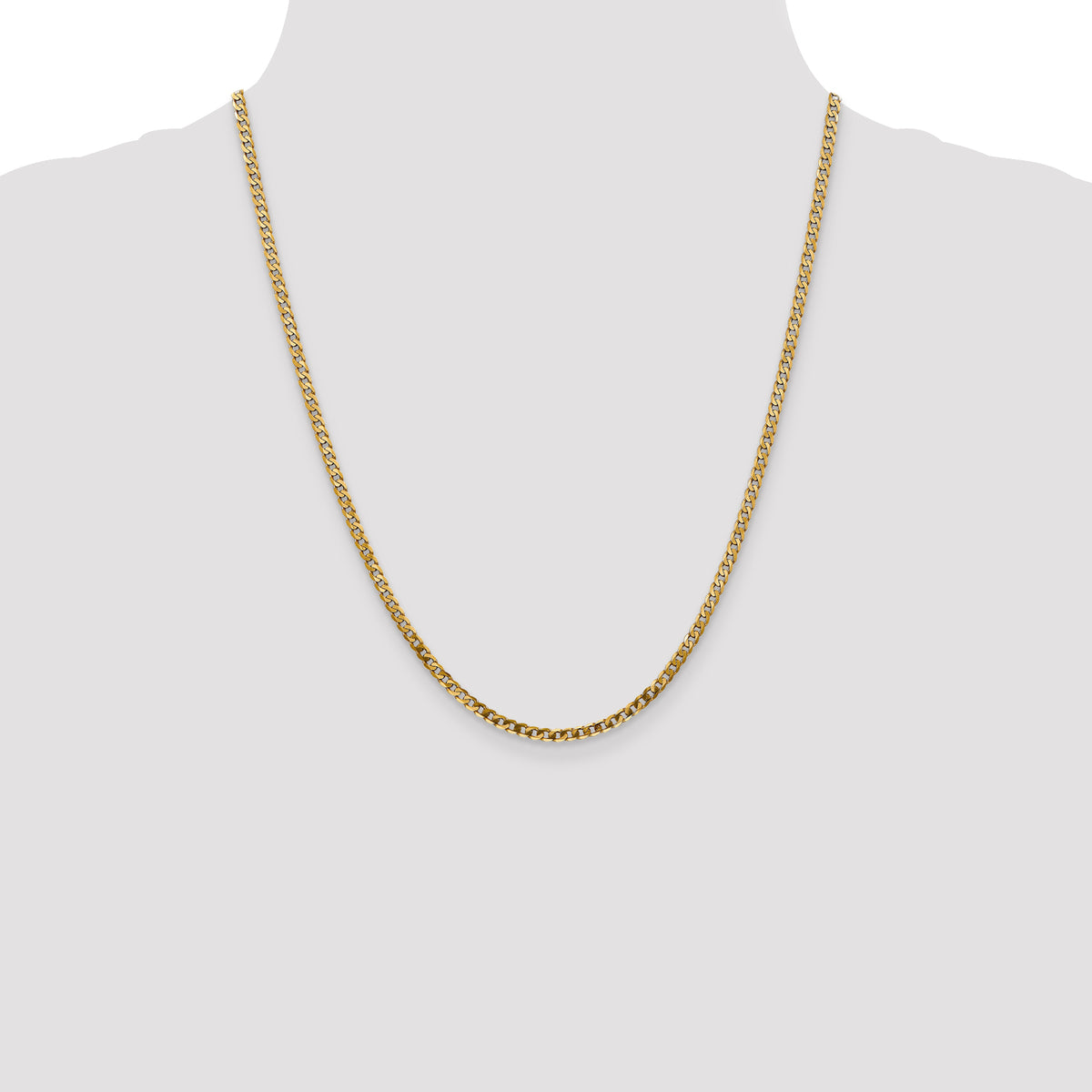 Gold (10K & 14K) Flat Beveled Curb Chain - 10k Yellow Gold / 22 in / 2.9 mm