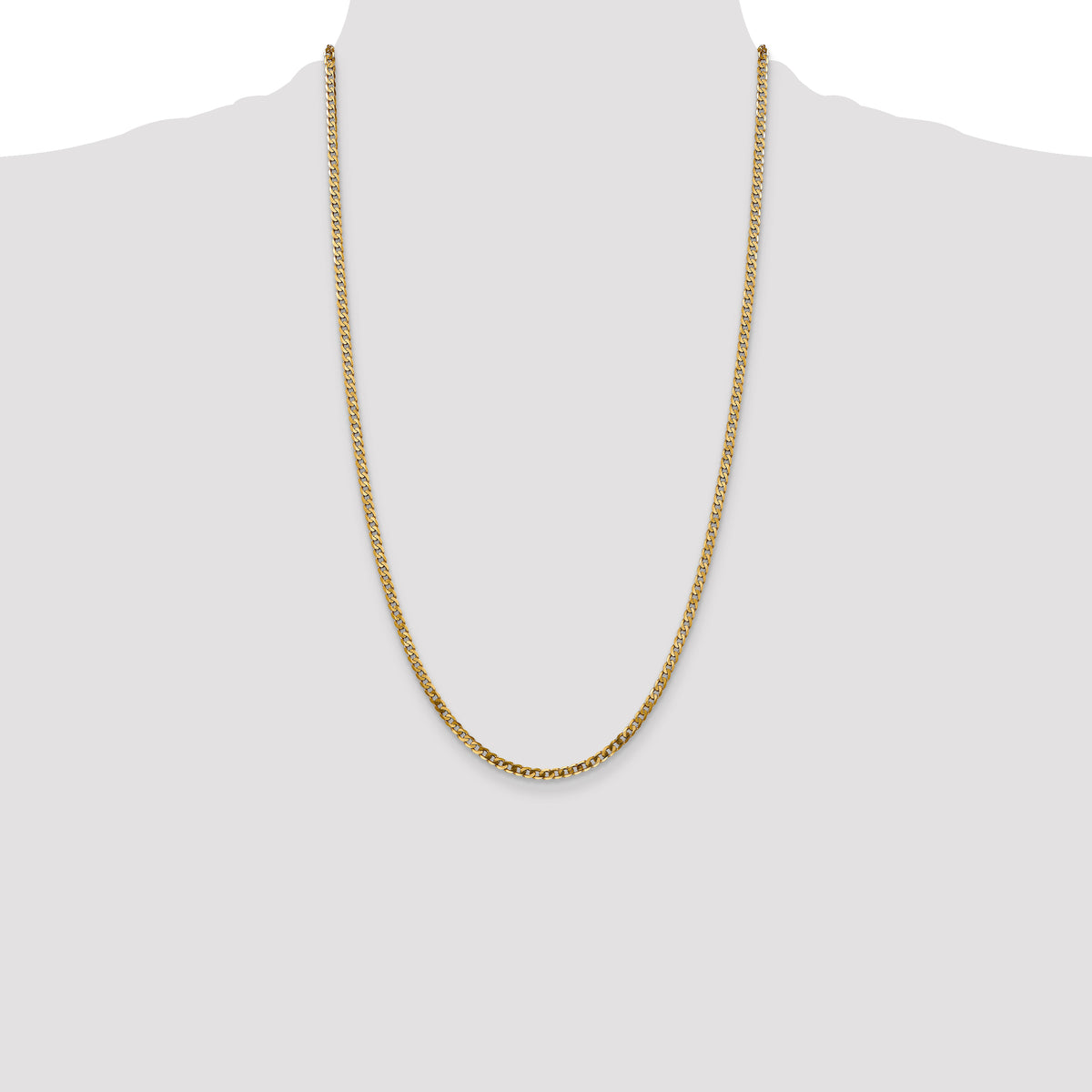 Gold (10K & 14K) Flat Beveled Curb Chain - 10k Yellow Gold / 26 in / 2.9 mm