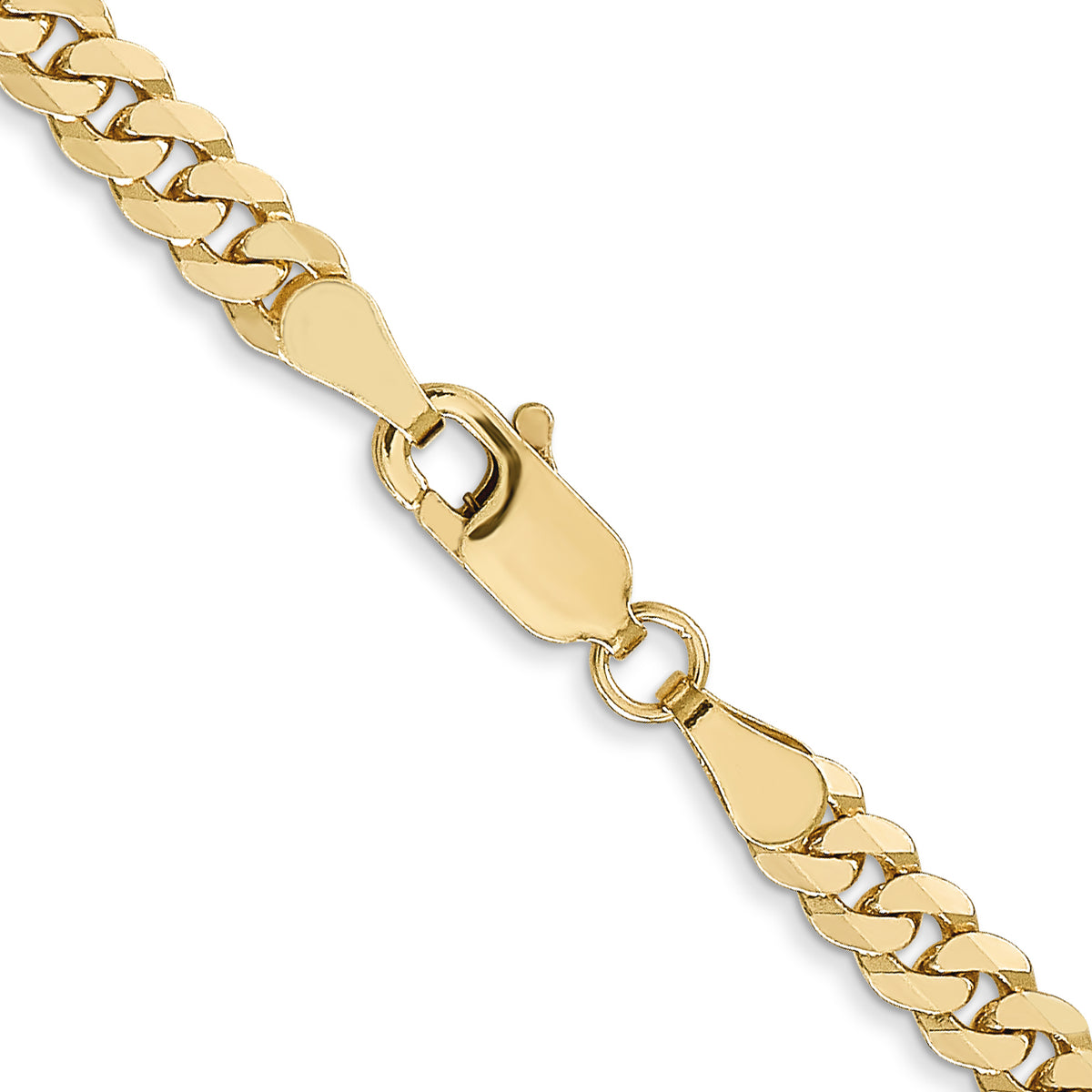Gold (10K & 14K) Flat Beveled Curb Chain - 10k Yellow Gold / 18 in / 3.9 mm