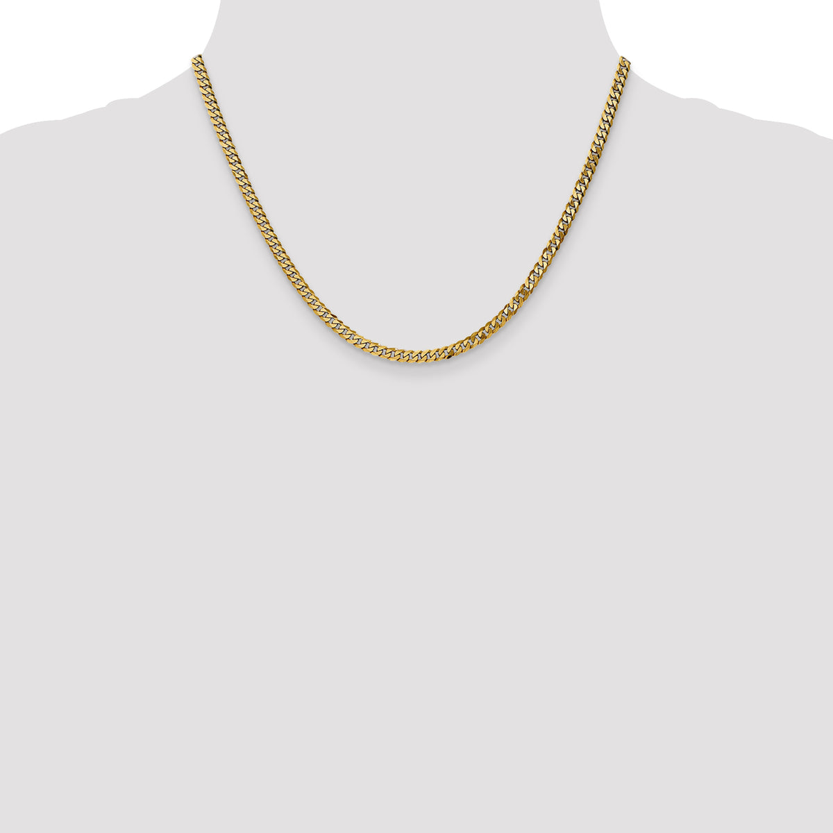 Gold (10K & 14K) Flat Beveled Curb Chain - 10k Yellow Gold / 18 in / 3.9 mm