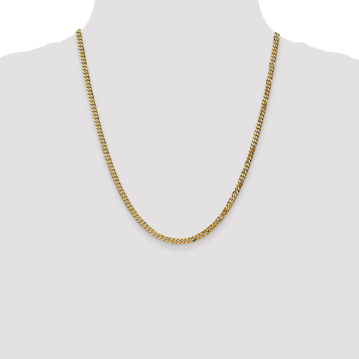 Gold (10K & 14K) Flat Beveled Curb Chain - 10k Yellow Gold / 22 in / 3.9 mm