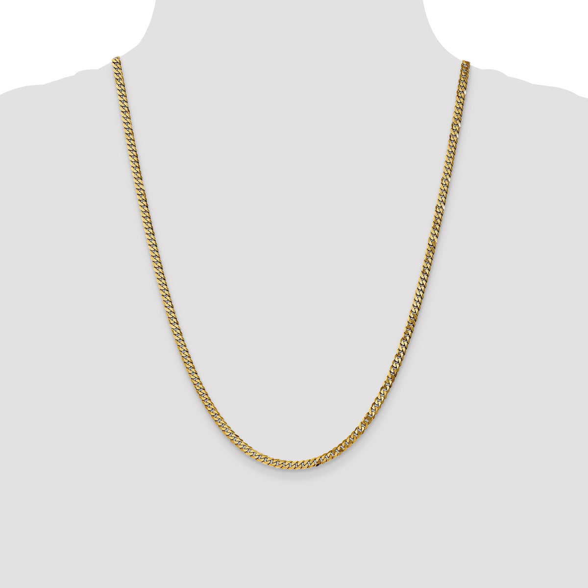 Gold (10K & 14K) Flat Beveled Curb Chain - 10k Yellow Gold / 24 in / 3.9 mm