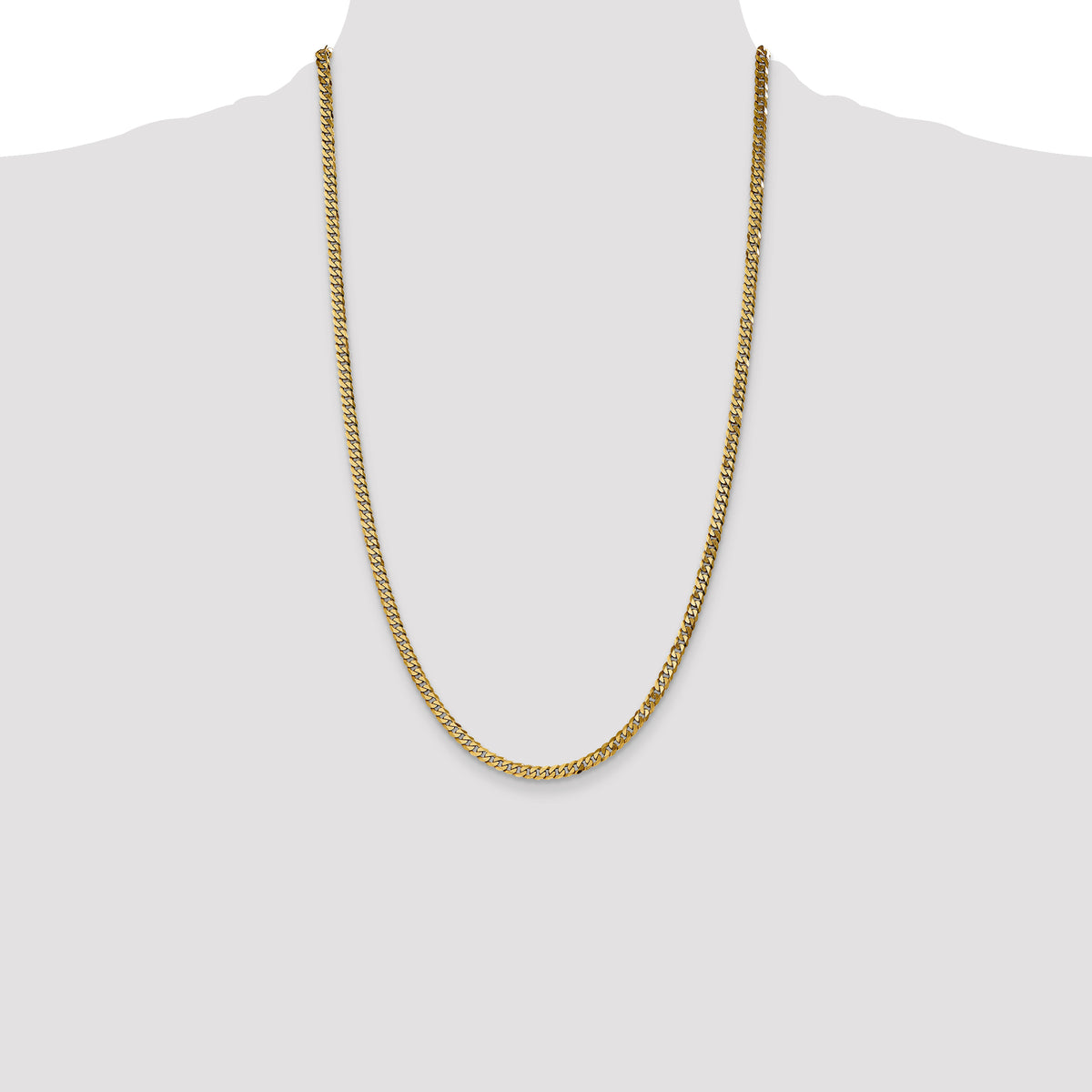 Gold (10K & 14K) Flat Beveled Curb Chain - 10k Yellow Gold / 26 in / 3.9 mm