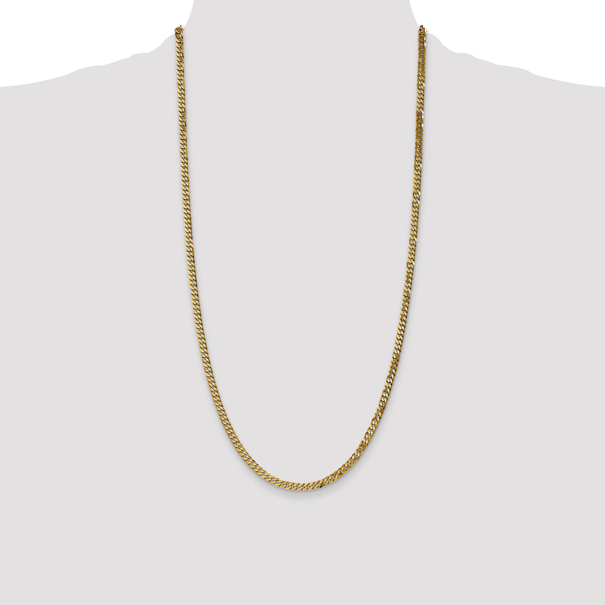 Gold (10K & 14K) Flat Beveled Curb Chain - 10k Yellow Gold / 28 in / 3.9 mm