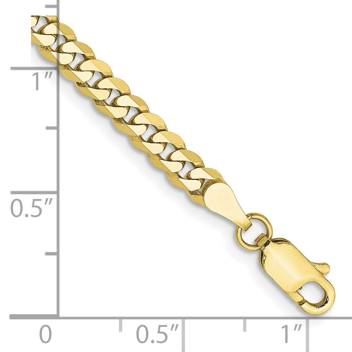 Gold (10K & 14K) Flat Beveled Curb Chain Bracelet - 10k Yellow Gold / 7 in / 3.9 mm