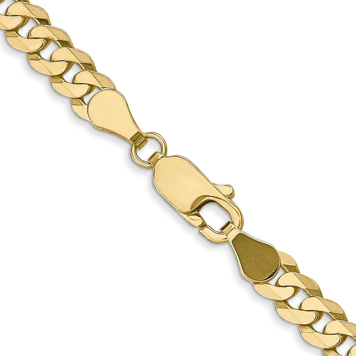 Gold (10K & 14K) Flat Beveled Curb Chain - 10k Yellow Gold / 18 in / 4.75 mm