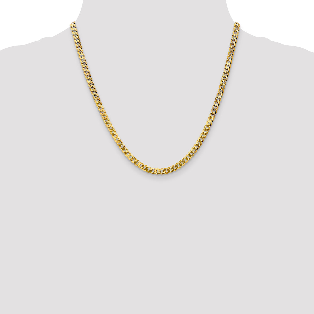 Gold (10K & 14K) Flat Beveled Curb Chain - 10k Yellow Gold / 20 in / 4.75 mm
