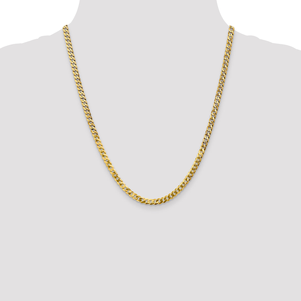 Gold (10K & 14K) Flat Beveled Curb Chain - 10k Yellow Gold / 22 in / 4.75 mm