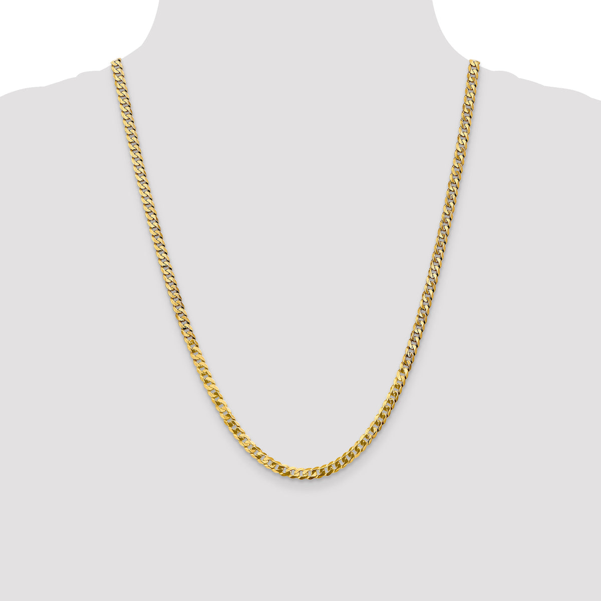 Gold (10K & 14K) Flat Beveled Curb Chain - 10k Yellow Gold / 24 in / 4.75 mm