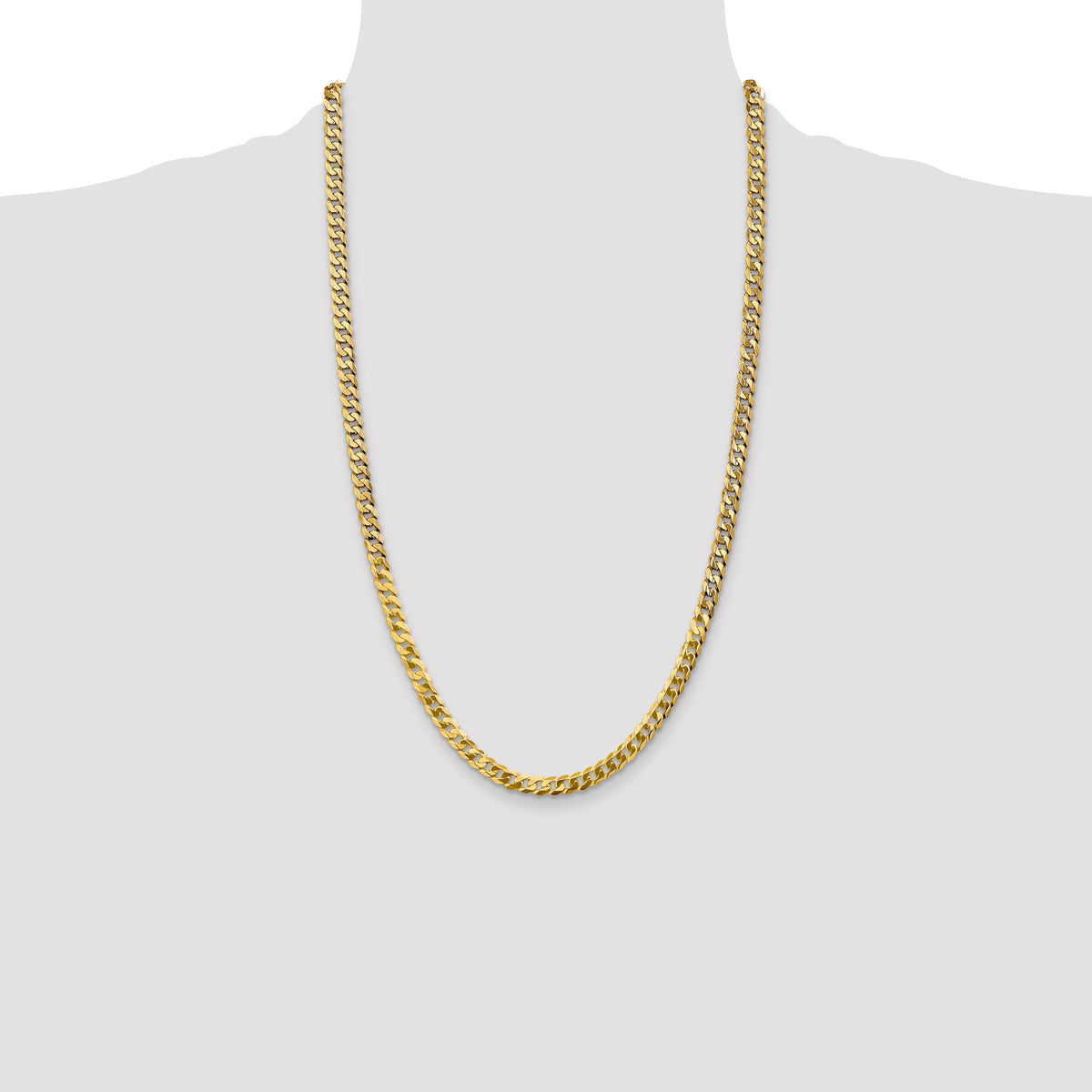 Gold (10K & 14K) Flat Beveled Curb Chain - 10k Yellow Gold / 26 in / 4.75 mm