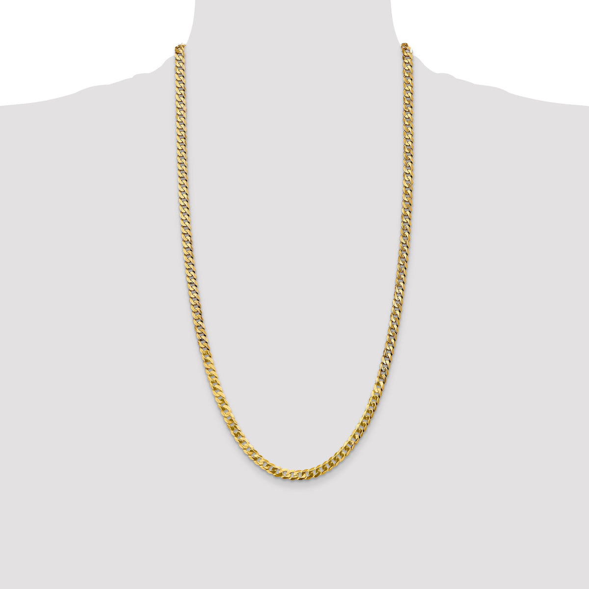 Gold (10K & 14K) Flat Beveled Curb Chain - 10k Yellow Gold / 28 in / 4.75 mm