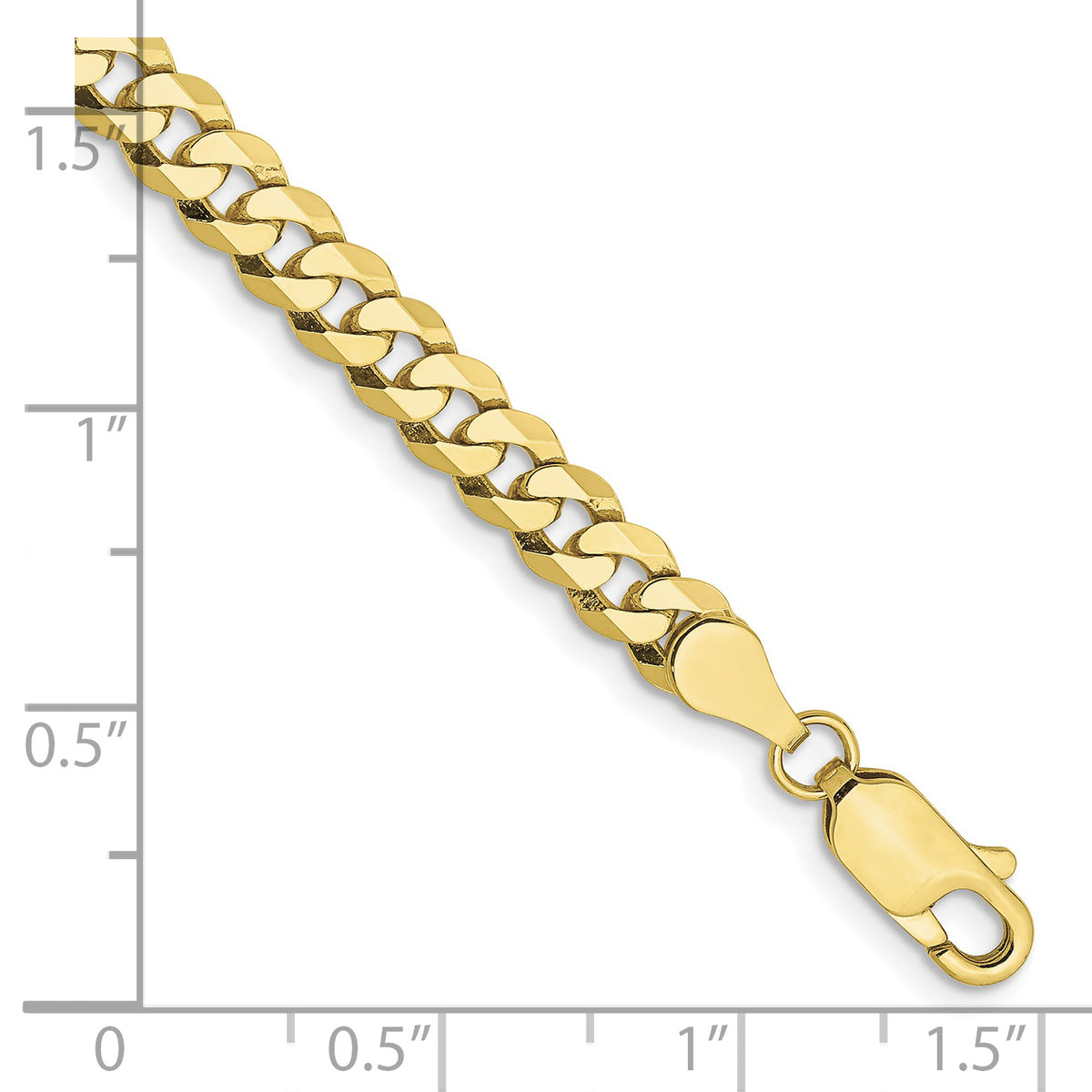 Gold (10K & 14K) Flat Beveled Curb Chain Bracelet - 10k Yellow Gold / 7 in / 4.75 mm