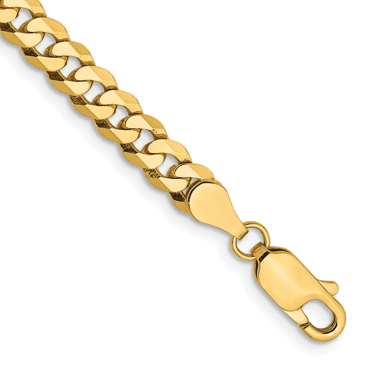 Gold (10K & 14K) Flat Beveled Curb Chain Bracelet - 10k Yellow Gold / 7 in / 4.75 mm