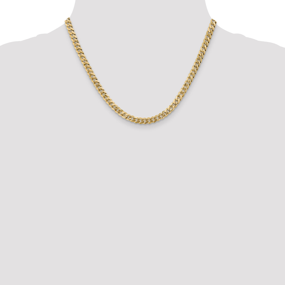 Gold (10K & 14K) Flat Beveled Curb Chain - 10k Yellow Gold / 18 in / 5.75 mm