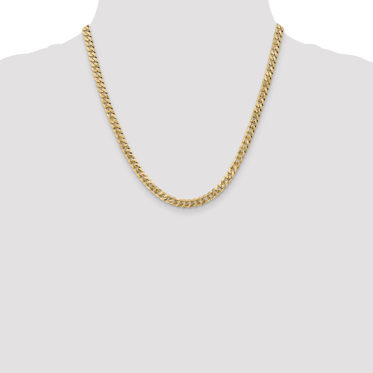 Gold (10K & 14K) Flat Beveled Curb Chain - 10k Yellow Gold / 20 in / 5.75 mm