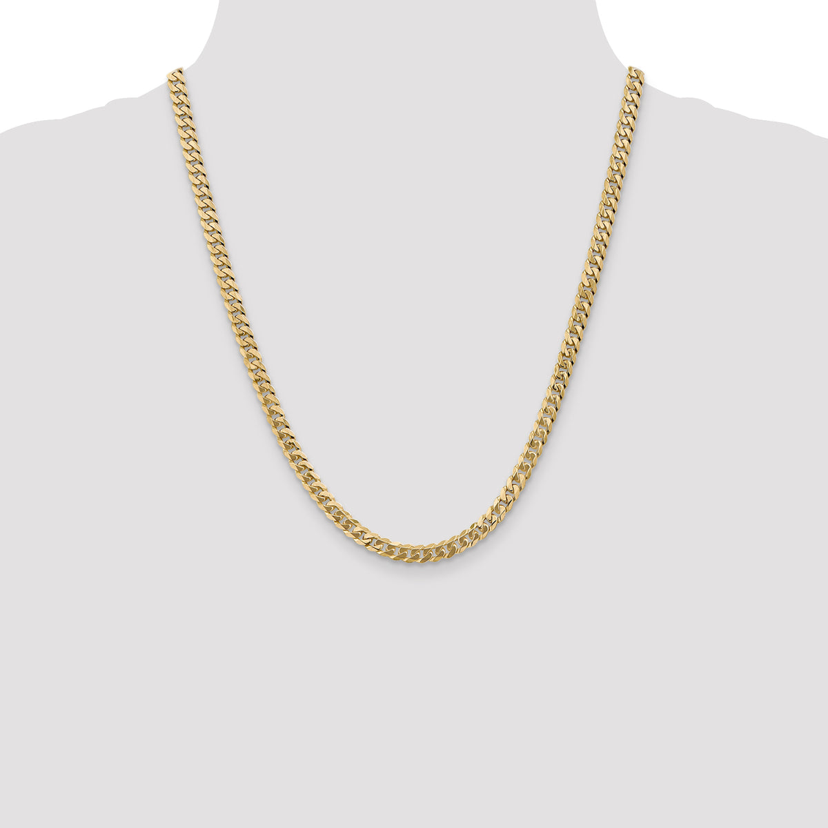 Gold (10K & 14K) Flat Beveled Curb Chain - 10k Yellow Gold / 22 in / 5.75 mm