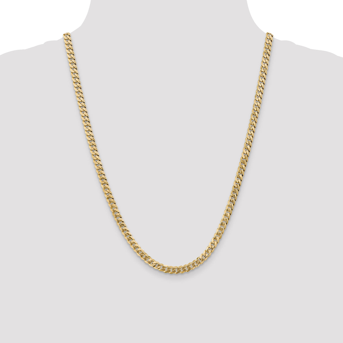 Gold (10K & 14K) Flat Beveled Curb Chain - 10k Yellow Gold / 24 in / 5.75 mm