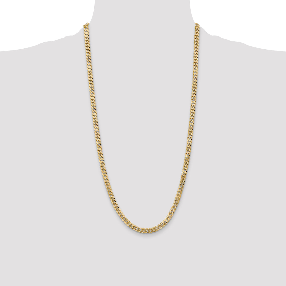 Gold (10K & 14K) Flat Beveled Curb Chain - 10k Yellow Gold / 28 in / 5.75 mm