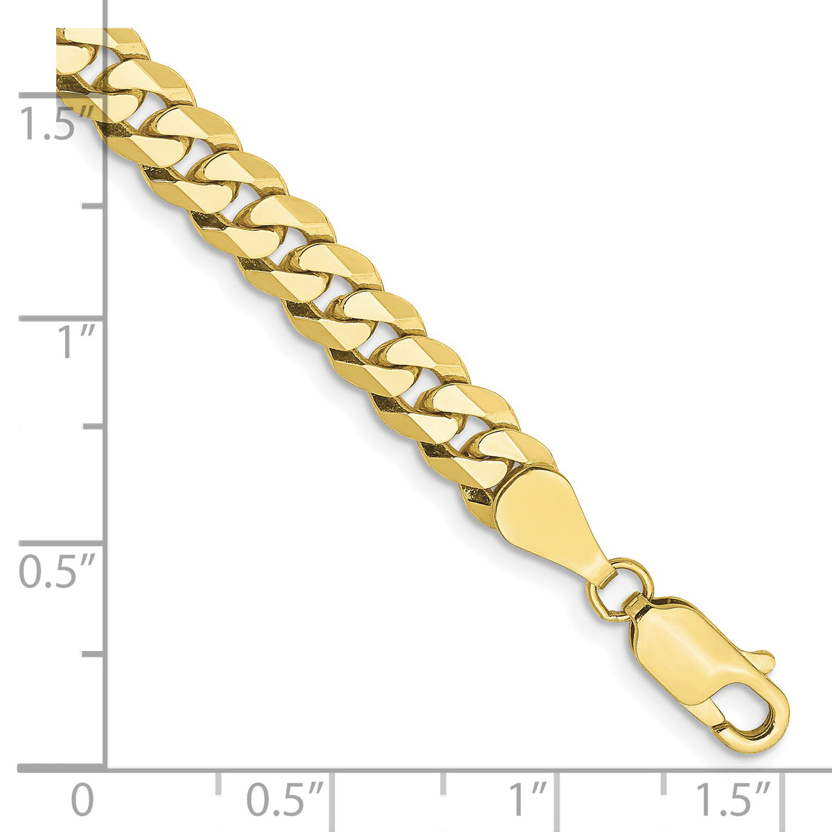 Gold (10K & 14K) Flat Beveled Curb Chain Bracelet - 10k Yellow Gold / 7 in / 5.75 mm
