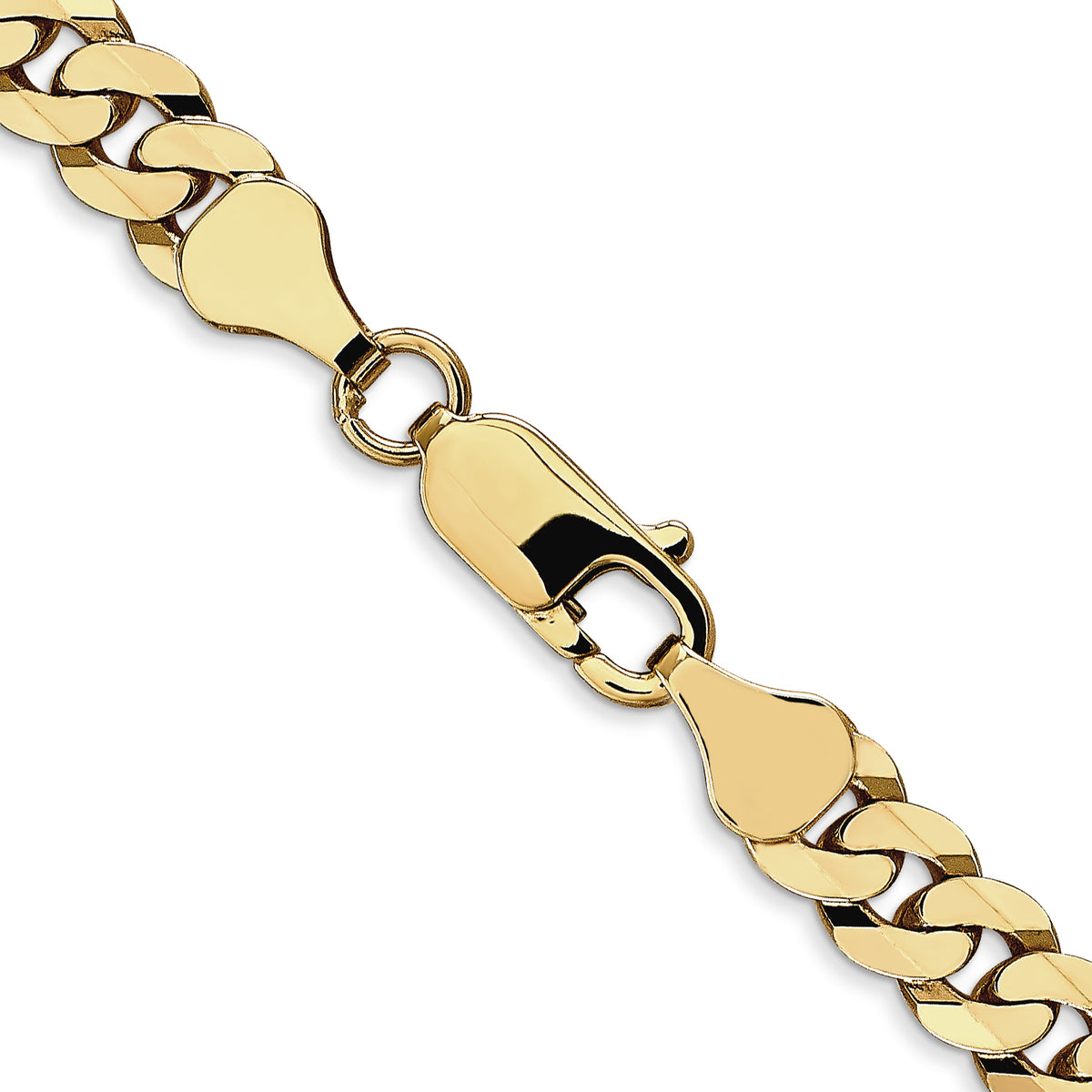 Gold (10K & 14K) Flat Beveled Curb Chain - 10k Yellow Gold / 18 in / 6.25 mm