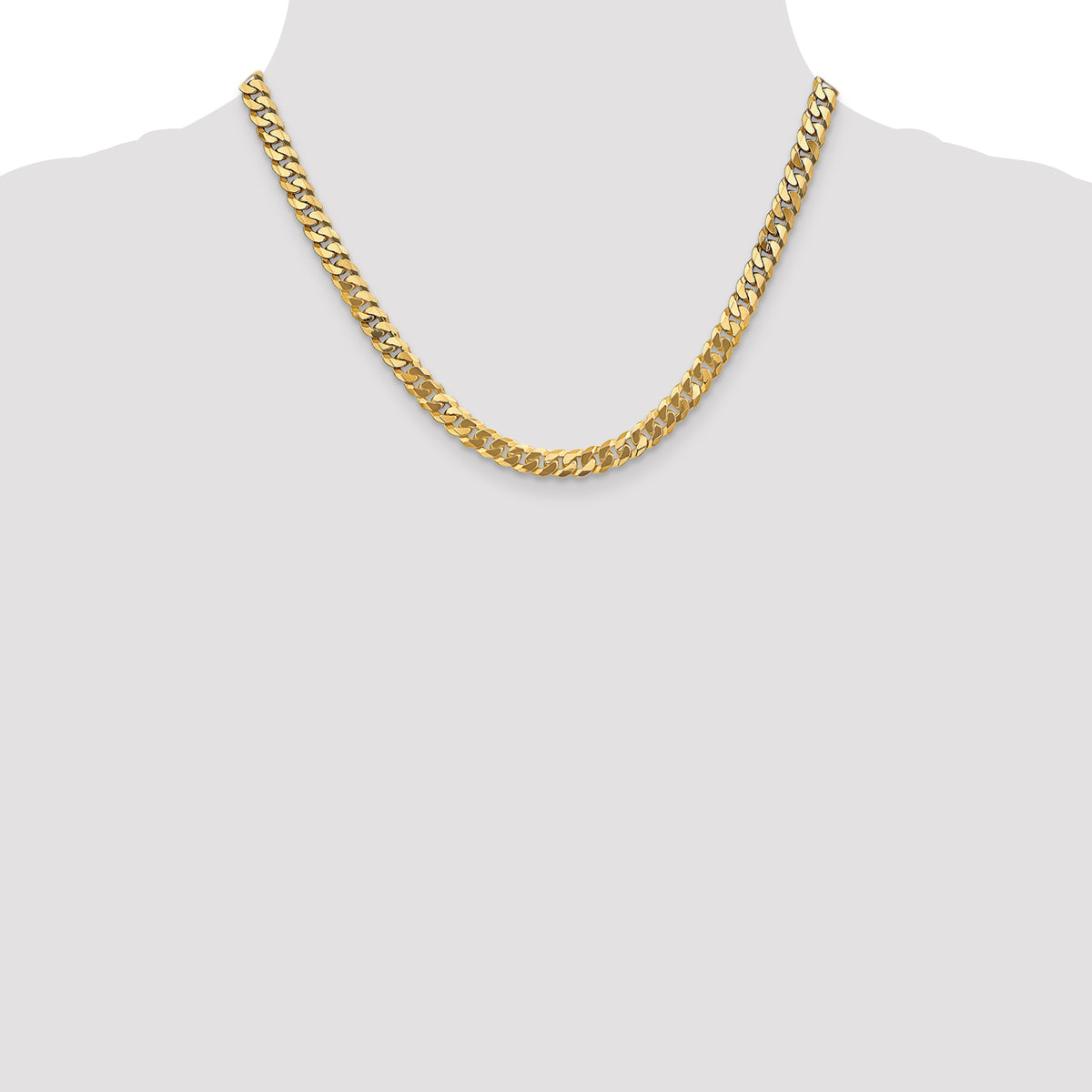 Gold (10K & 14K) Flat Beveled Curb Chain - 10k Yellow Gold / 18 in / 6.25 mm
