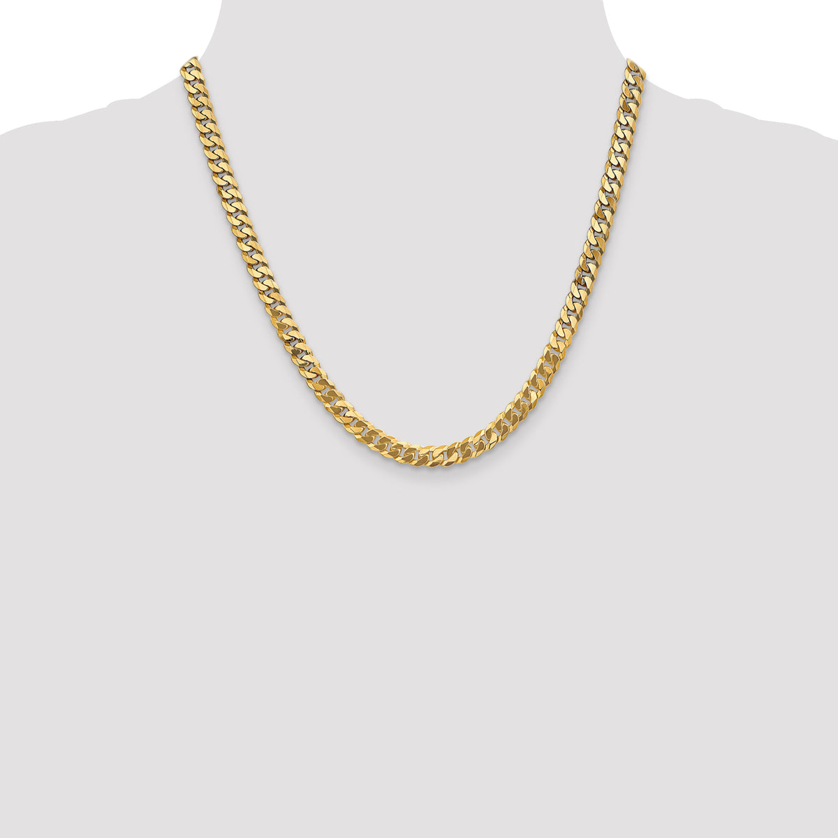 Gold (10K & 14K) Flat Beveled Curb Chain - 10k Yellow Gold / 20 in / 6.25 mm