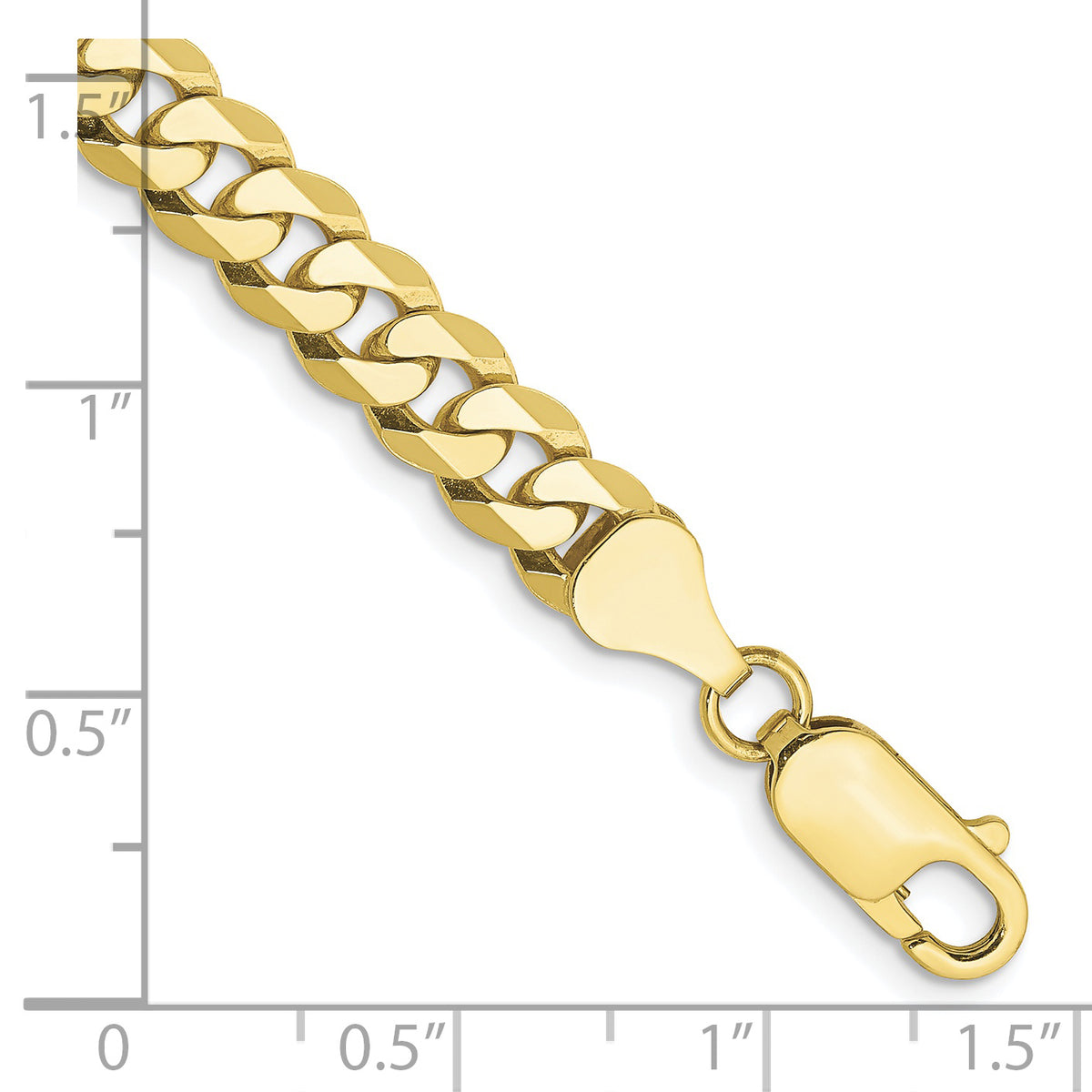 Gold (10K & 14K) Flat Beveled Curb Chain Bracelet - 10k Yellow Gold / 8 in / 6.25 mm