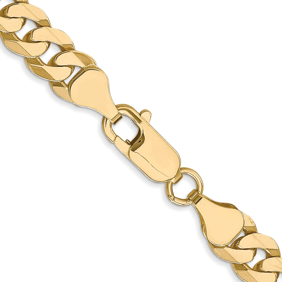 Gold (10K & 14K) Flat Beveled Curb Chain - 10k Yellow Gold / 18 in / 6.75 mm