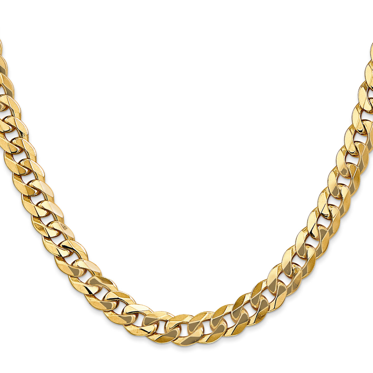 Gold (10K & 14K) Flat Beveled Curb Chain - 10k Yellow Gold / 20 in / 7.75 mm