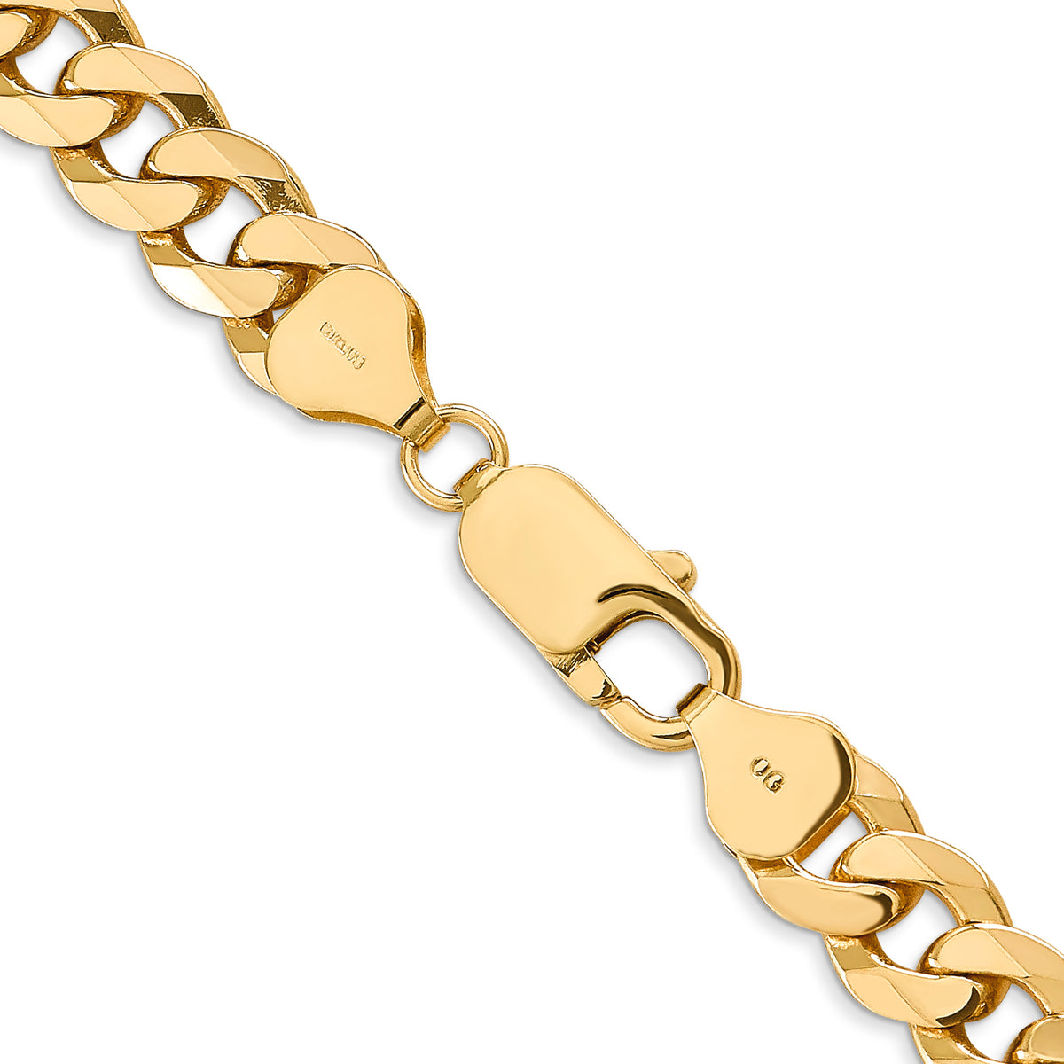 Gold (10K & 14K) Flat Beveled Curb Chain - 10k Yellow Gold / 20 in / 7.75 mm