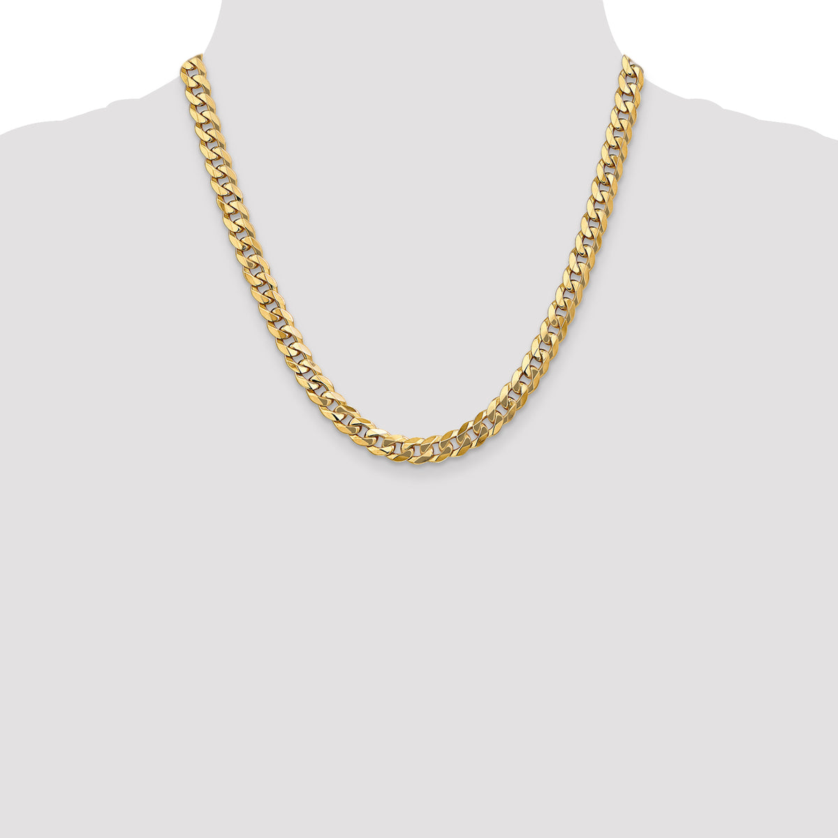 Gold (10K & 14K) Flat Beveled Curb Chain - 10k Yellow Gold / 20 in / 7.75 mm