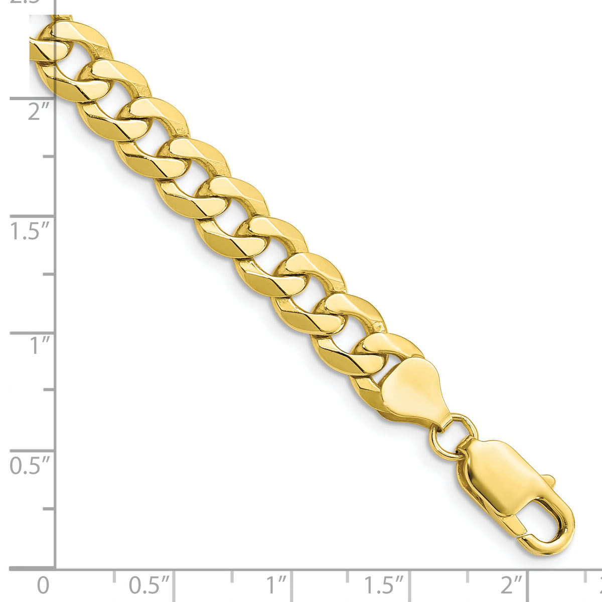 Gold (10K & 14K) Flat Beveled Curb Chain Bracelet - 10k Yellow Gold / 8 in / 7.75 mm