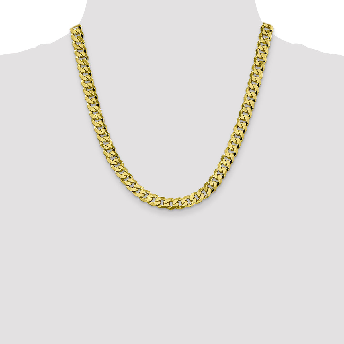 Gold (10K & 14K) Flat Beveled Curb Chain - 10k Yellow Gold / 20 in / 8.25 mm