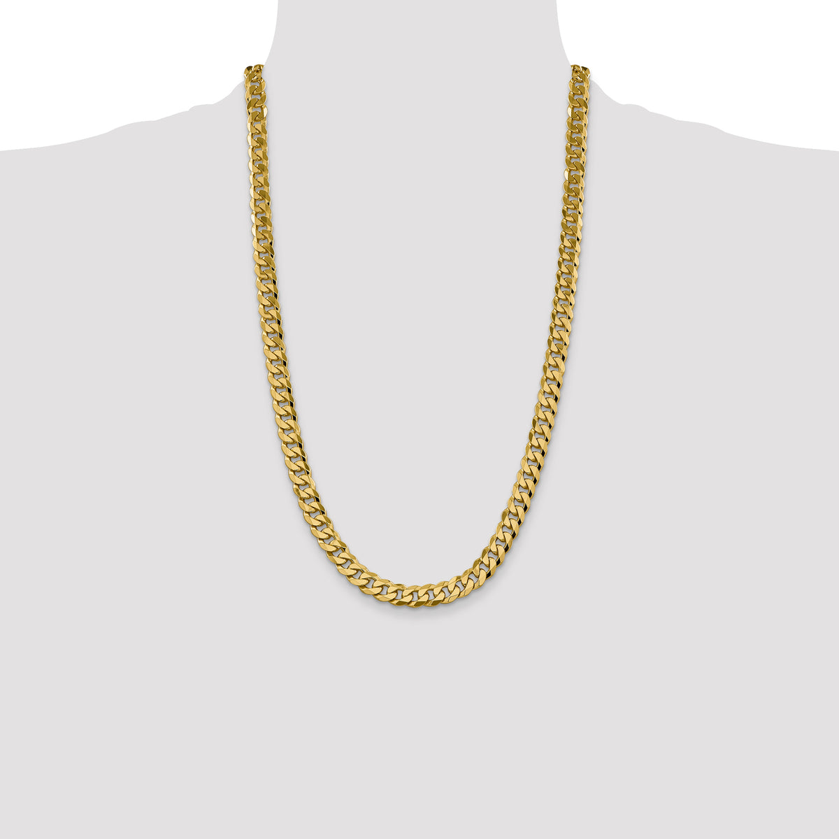 Gold (10K & 14K) Flat Beveled Curb Chain - 10k Yellow Gold / 26 in / 8.25 mm