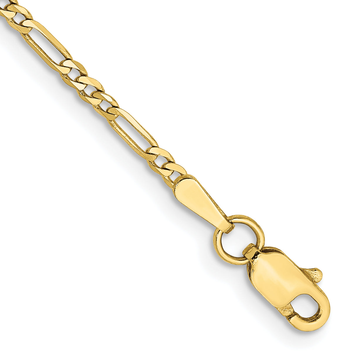 Gold (10K & 14K) Flat Figaro Chain Bracelet - 10k Yellow Gold / 7 in / 1.75 mm