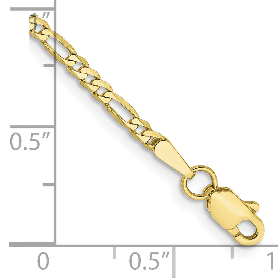 Gold (10K & 14K) Flat Figaro Chain Bracelet - 10k Yellow Gold / 7 in / 2.2 mm