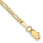 Gold (10K & 14K) Flat Figaro Chain Bracelet - 10k Yellow Gold / 7 in / 2.2 mm