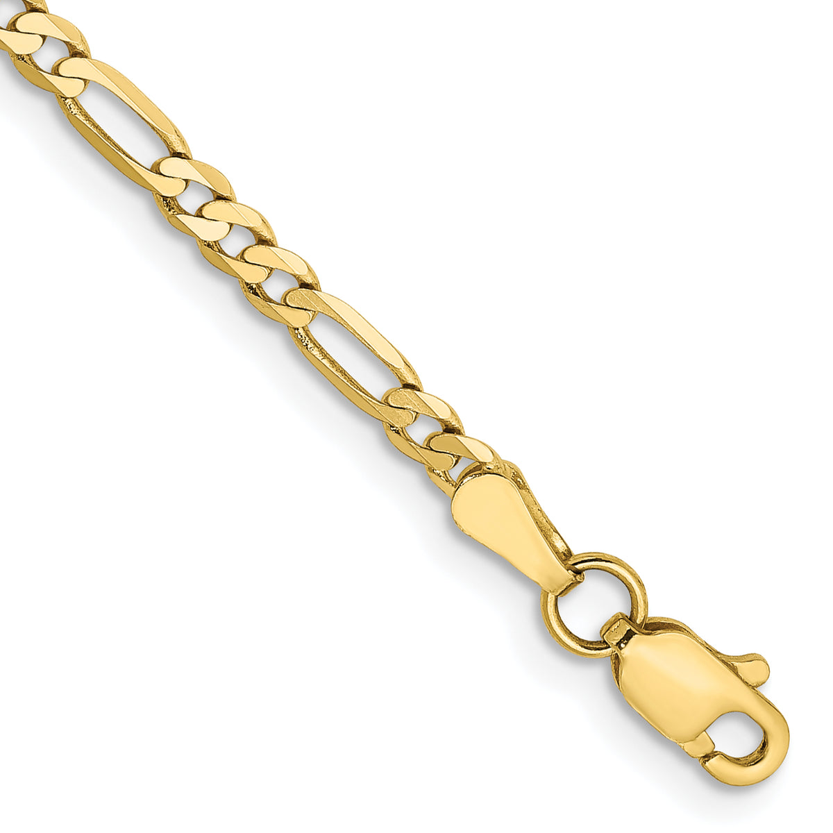 Gold (10K & 14K) Flat Figaro Chain Bracelet - 10k Yellow Gold / 8 in / 2.75 mm