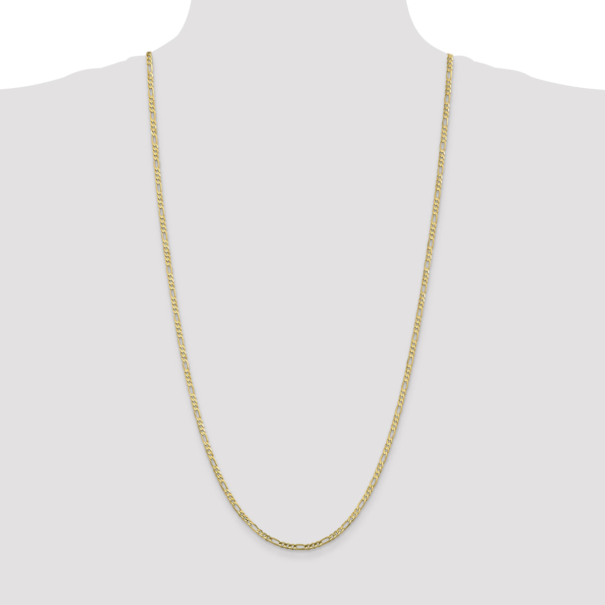 Gold (10K & 14K) Flat Figaro Chain - 10k Yellow Gold / 30 in / 3 mm