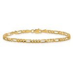 Gold (10K & 14K) Flat Figaro Chain Bracelet - 10k Yellow Gold / 6 in / 3 mm