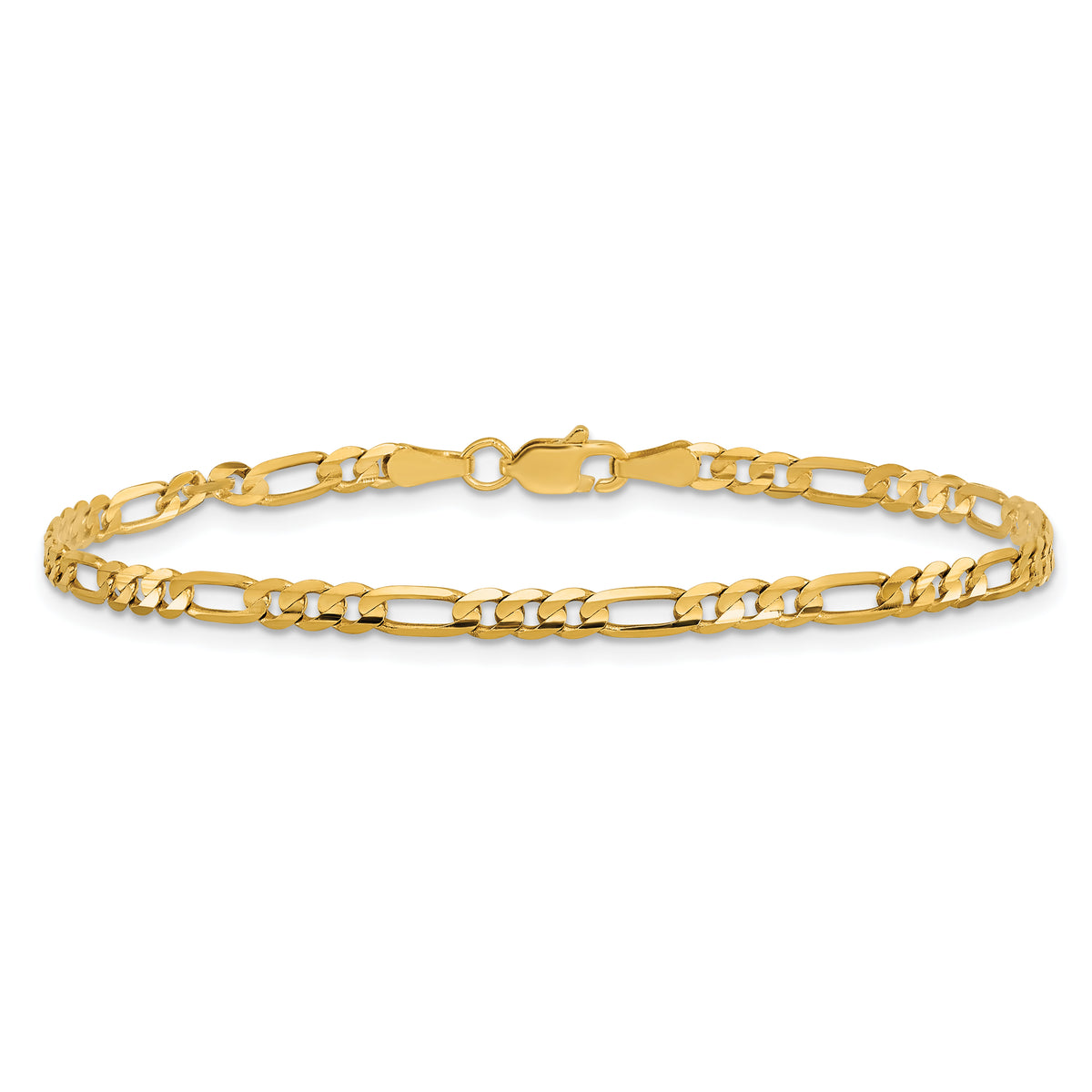 Gold (10K & 14K) Flat Figaro Chain Bracelet - 10k Yellow Gold / 6 in / 3 mm