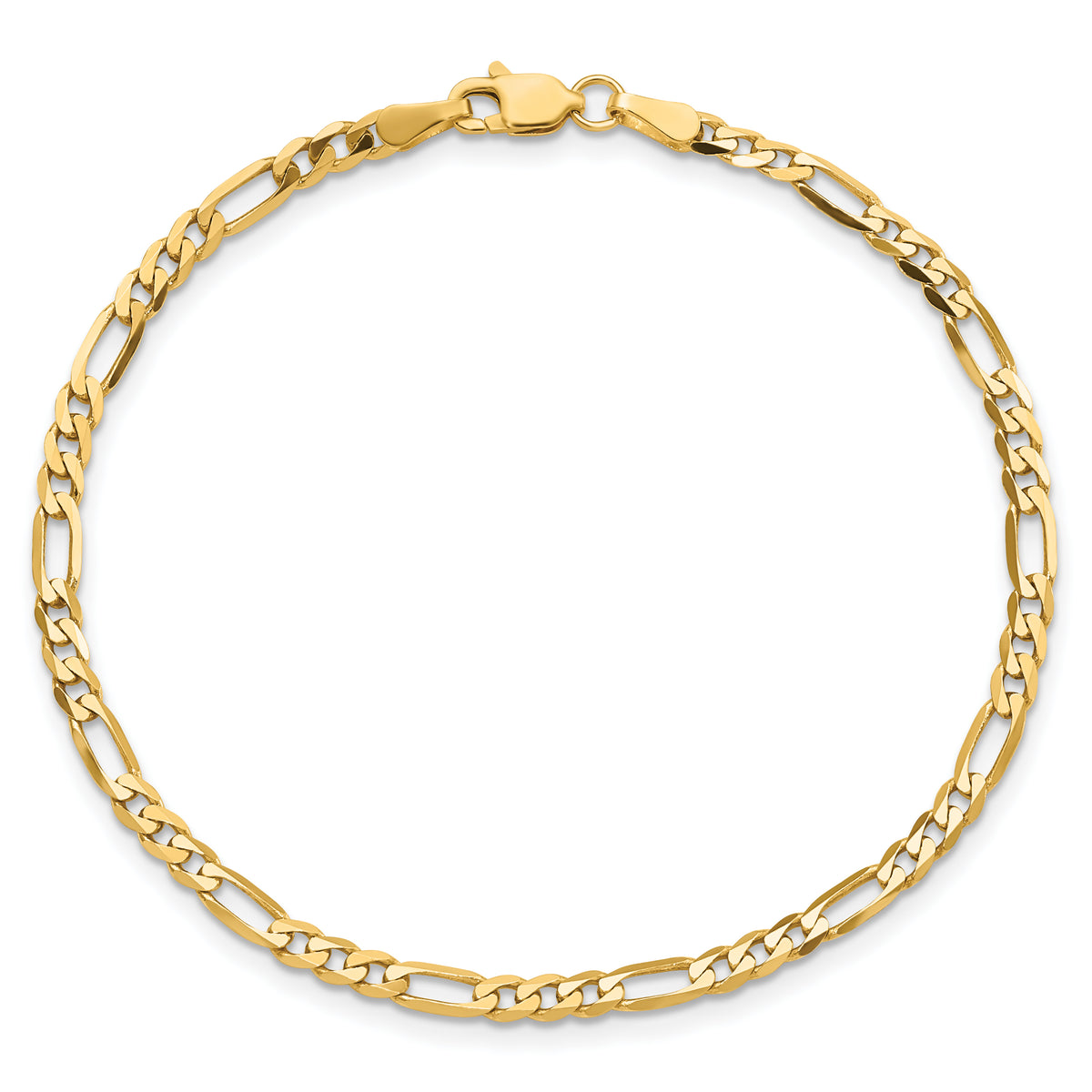 Gold (10K & 14K) Flat Figaro Chain Bracelet - 10k Yellow Gold / 7 in / 3 mm