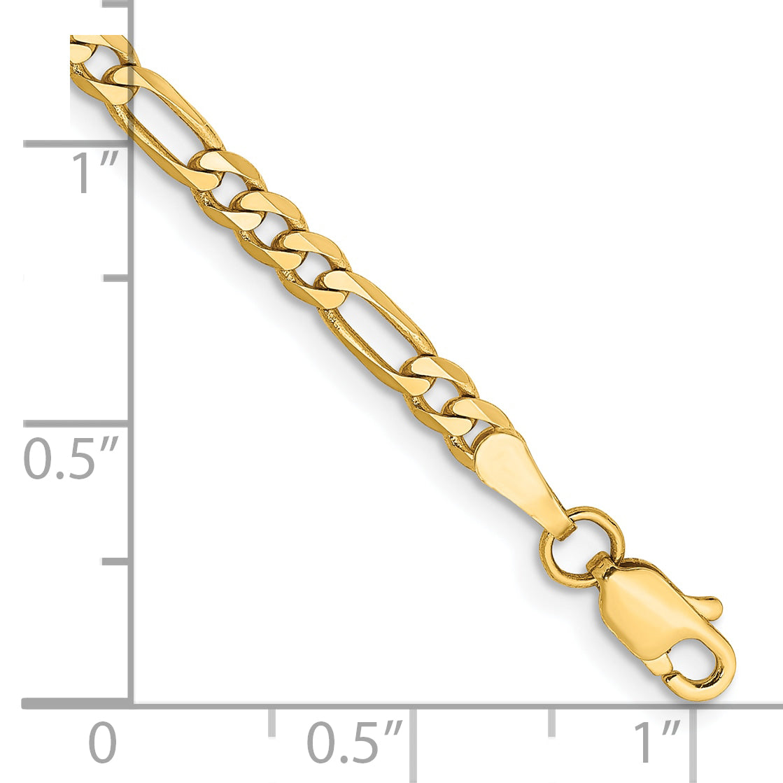 Gold (10K & 14K) Flat Figaro Chain Bracelet - 10k Yellow Gold / 8 in / 3 mm
